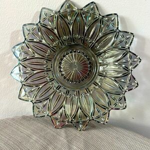 Federal Smokey Gray Iridescent Petal Design Glass 11.5" Plate